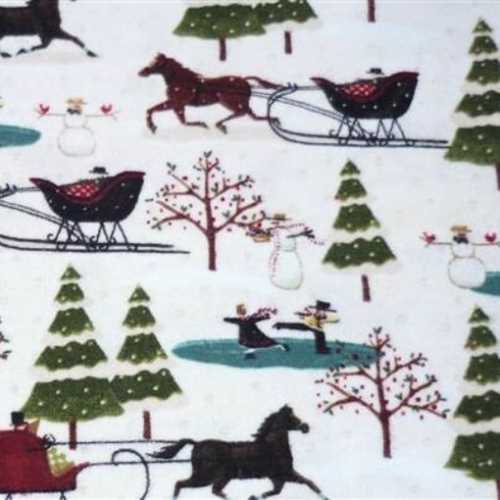 Christmas Skaters Village Winter FLANNEL Fabric - The Homespun Loft