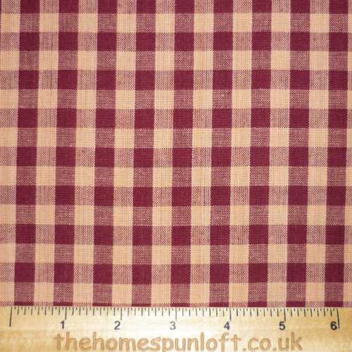 Primitive Barn Red and Tan Homespun Checked Fabric - The Homespun Loft