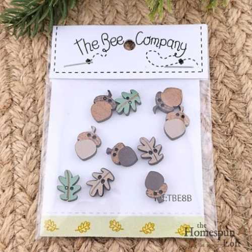 Pack of 10 Acorn and Leaf Autumn Fall Buttons - The Homespun Loft