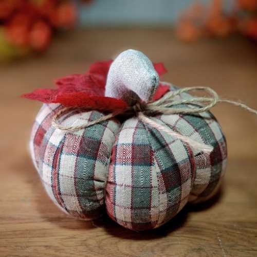 5" Homespun Fabric Handmade Autumn Pumpkin - The Homespun Loft
