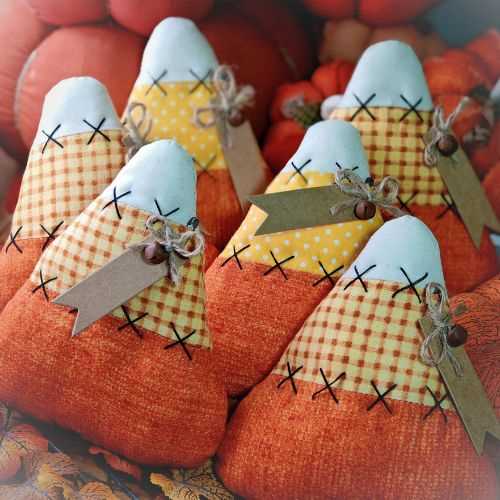 6" Fabric Candy Corn Bowl Filler Autumn Ornament - The Homespun Loft