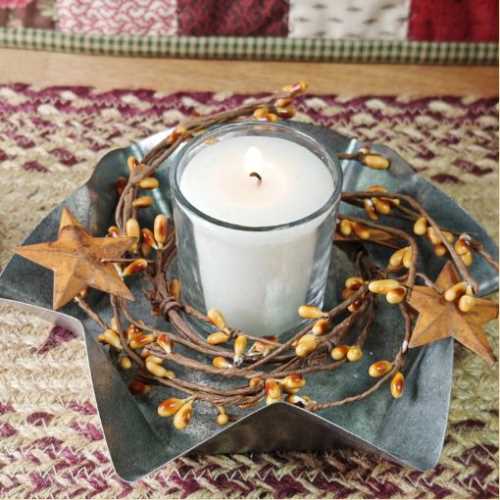 Primitive Mustard Pip Berry Candle or Lamp Ring - The Homespun Loft