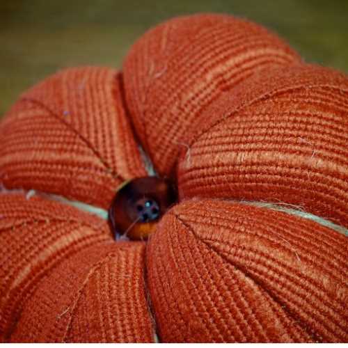 5" Dark Orange Fabric Handmade Pumpkin Autumn - The Homespun Loft