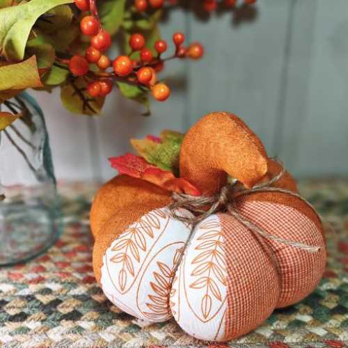 6" Burnt Orange Fabric Pumpkin Autumn Halloween - The Homespun Loft