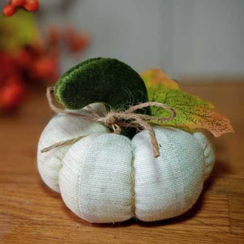 4" Natural Tones Fabric Pumpkin Autumn Halloween - The Homespun Loft