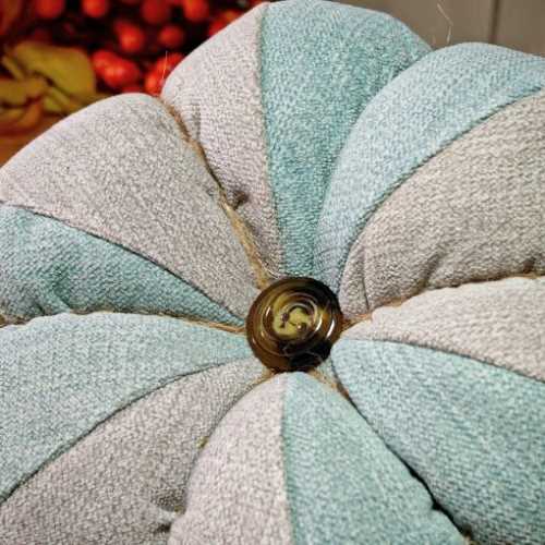 6" Grey and Light Blue Handmade Autumn Pumpkin - The Homespun Loft