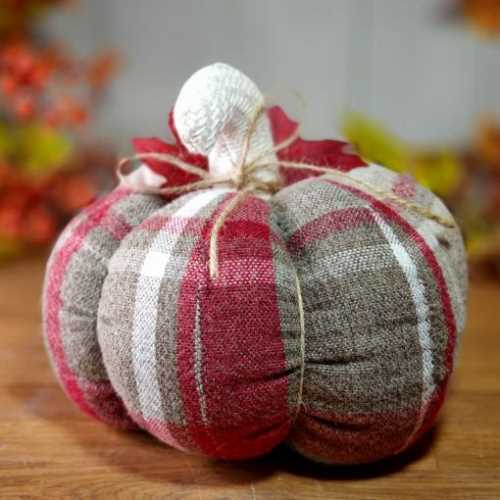 8" Large Cosy Handmade Fabric Pumpkin Autumn - The Homespun Loft