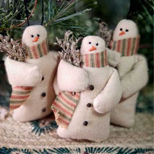 5" Handmade Tea Snowman Christmas Tree Decoration - The Homespun Loft