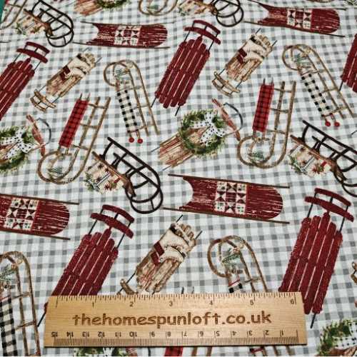 A Christmas to Remember Vintage Sleds Fabric - The Homespun Loft