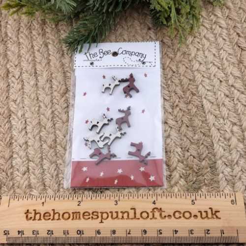 Pack of 8 Primitive Christmas Reindeer Buttons - The Homespun Loft