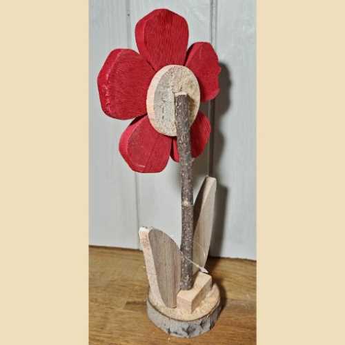 Sweetheart Rustic Painted Wooden Red Flower - The Homespun Loft