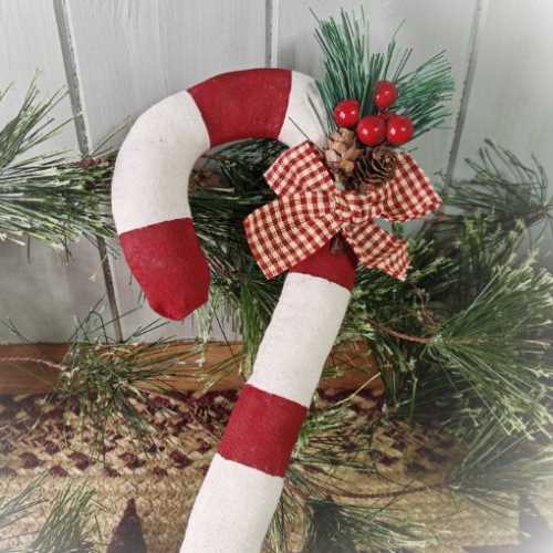 12" Primitive Handmade Christmas Candy Cane - The Homespun Loft