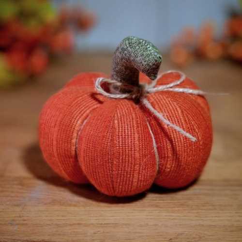 5" Dark Orange Fabric Handmade Pumpkin Autumn - The Homespun Loft