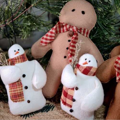 5" Handmade Prim Snowman Christmas Tree Decoration - The Homespun Loft