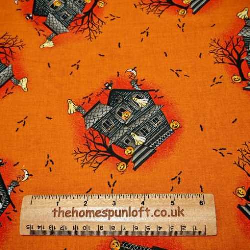 17" x 44" Haunted House Halloween Fabric - The Homespun Loft