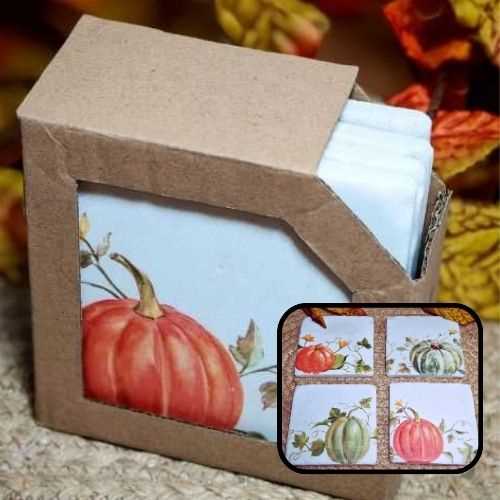 Set of 4 Resin Autumn Pumpkin Coasters - The Homespun Loft