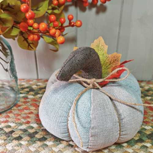 6" Pale Blue and Grey Pumpkin Autumn Halloween - The Homespun Loft