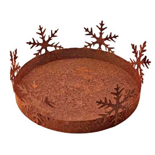 13cm Rusty Tin Candle Pan with Snowflakes - The Homespun Loft