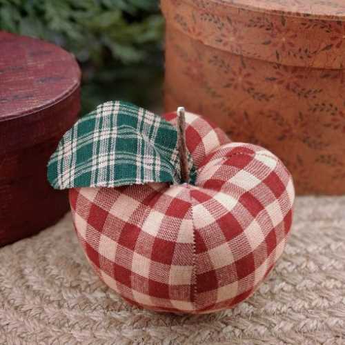 Primitive Barn Red Tan Homespun Apple - The Homespun Loft