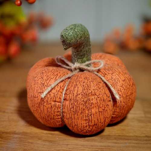 5" Primitive Fabric Handmade Pumpkin Autumn - The Homespun Loft