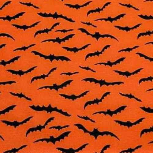 23" x 44" Autumn Burnt Orange Halloween Bat Fabric - The Homespun Loft