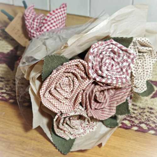 Blushing Pinks Old English Rose Fabric Bouquet - The Homespun Loft