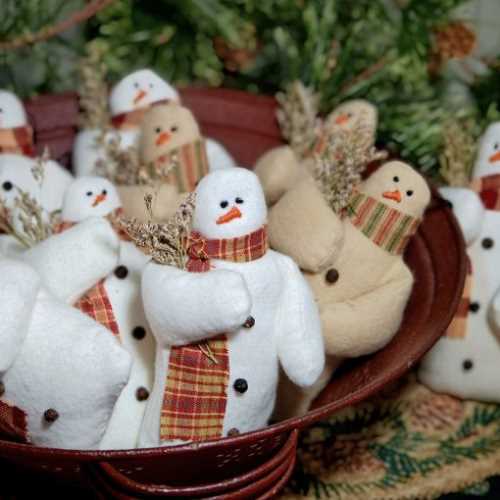 Handmade TeaDye Snowman Christmas Tree Decoration - The Homespun Loft