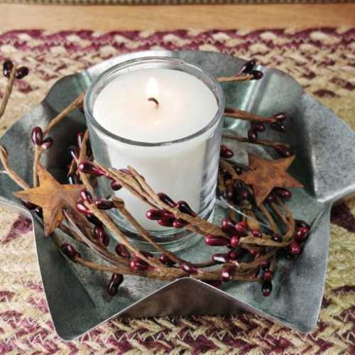 Primitive Burgundy Pip Berry Candle or Lamp Ring - The Homespun Loft