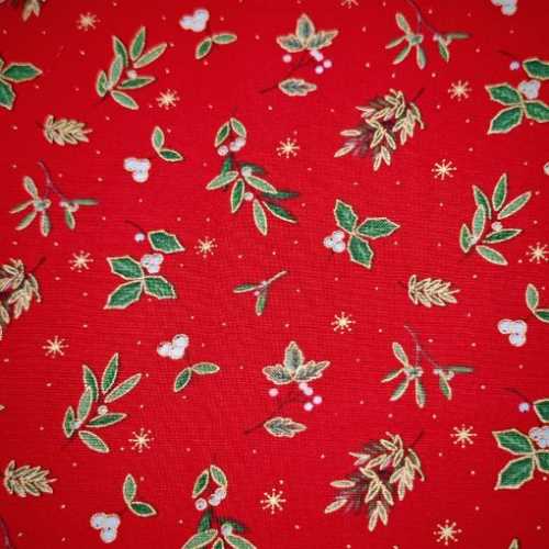 FQ Christmas Red Fabric Gold Highlights - The Homespun Loft