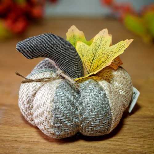 5" Oatmeal Grey Fabric Pumpkin Autumn Halloween - The Homespun Loft