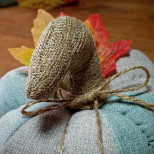 6" Light Blue with Grey Handmade Autumn Pumpkin - The Homespun Loft