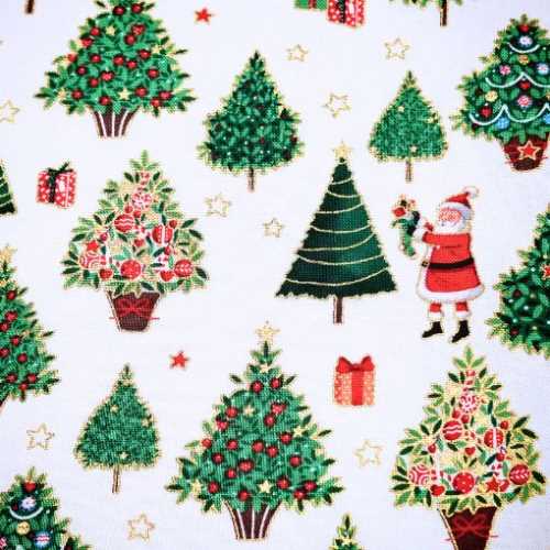 FQ Christmas Trees and Santa by Makower Fabric - The Homespun Loft