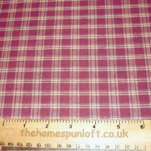 Primitive Brick Tan Homespun Check Fabric - The Homespun Loft