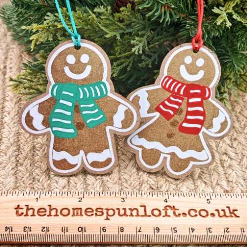 Pair Christmas Gingerbread Decoration Gift Toppers - The Homespun Loft