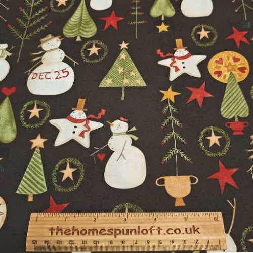 Primitive Kringle Christmas Fabric by Teresa Kogut - The Homespun Loft