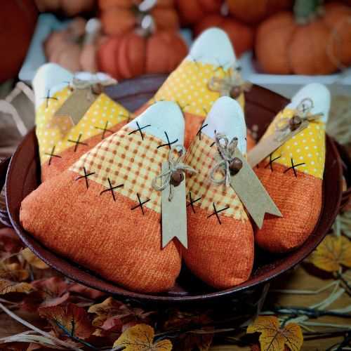 6" Fabric Candy Corn Bowl Filler Autumn Ornament - The Homespun Loft