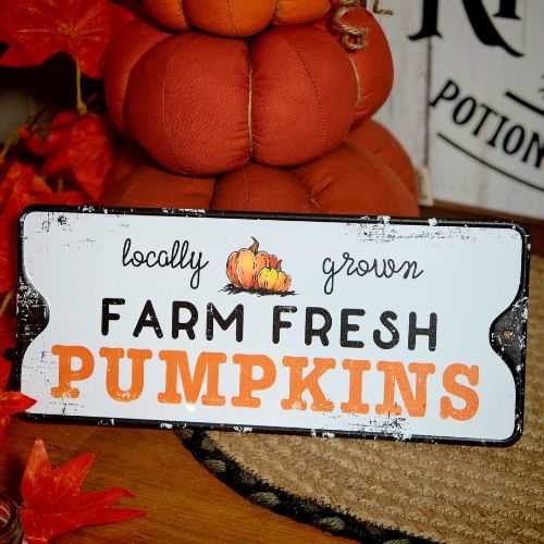 Farm Fresh Pumpkins Autumn Halloween Metal Sign - The Homespun Loft