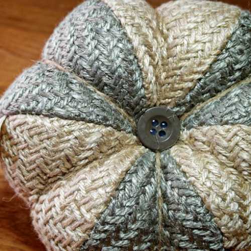 5" Oatmeal Grey Fabric Pumpkin Autumn Halloween - The Homespun Loft