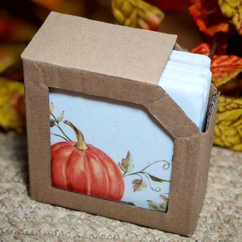 Set of 4 Resin Autumn Pumpkin Coasters - The Homespun Loft