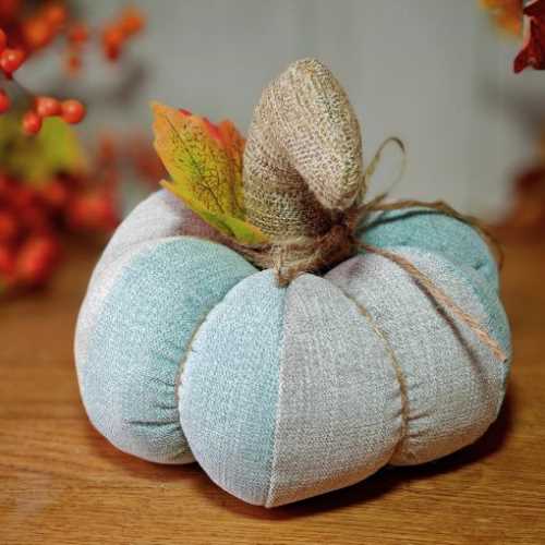6" Light Blue with Grey Handmade Autumn Pumpkin - The Homespun Loft