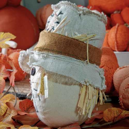 6" Primitive Autumn Scarecrow Decor with Flower - The Homespun Loft