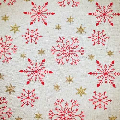 FQ Christmas Red Snowflake Calico Fabric - The Homespun Loft