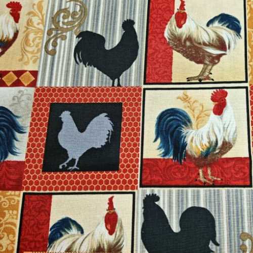 FQ Chicken Rooster Squares Quilting Fabric - The Homespun Loft