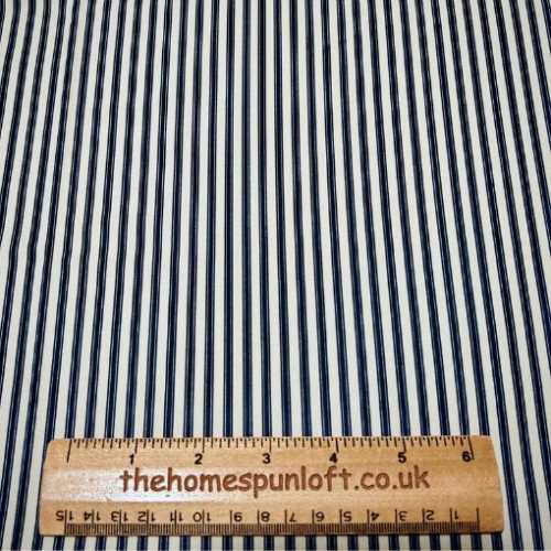 FQ Navy and Cream Ticking Stripe Fabric - The Homespun Loft