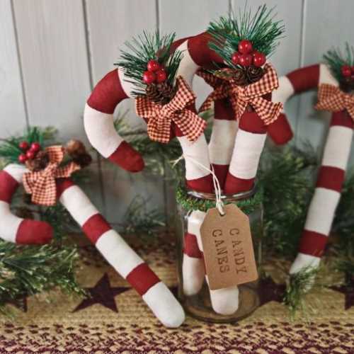 12" Primitive Handmade Christmas Candy Cane - The Homespun Loft