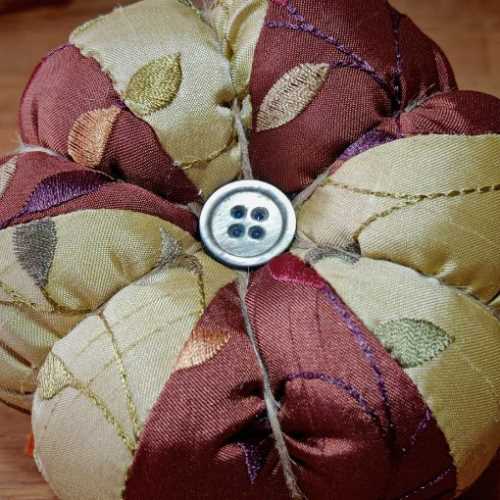 5" Autumn Leaves Handmade Fabric Pumpkin Halloween - The Homespun Loft