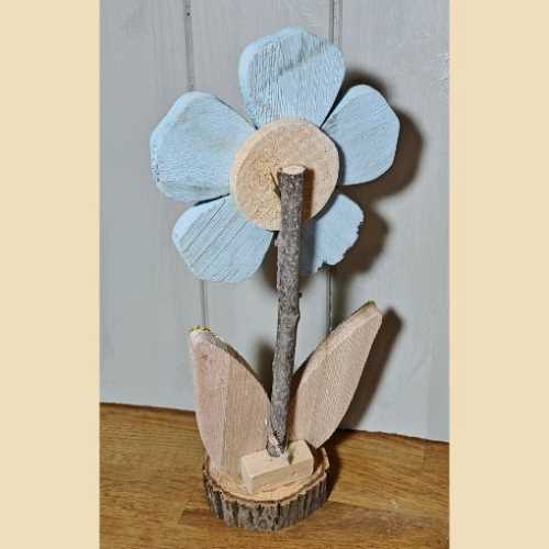 Sweetheart Rustic Painted Wooden Blue Flower - The Homespun Loft