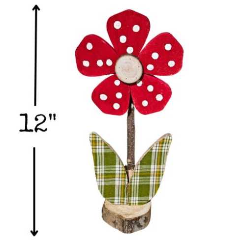 Sweetheart Rustic Painted Wooden Red Flower - The Homespun Loft