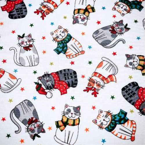 FQ YARD Cute Christmas Cats Fabric - The Homespun Loft