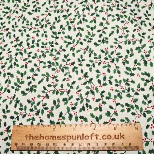 John Louden Trailing Holly Christmas Fabric - The Homespun Loft